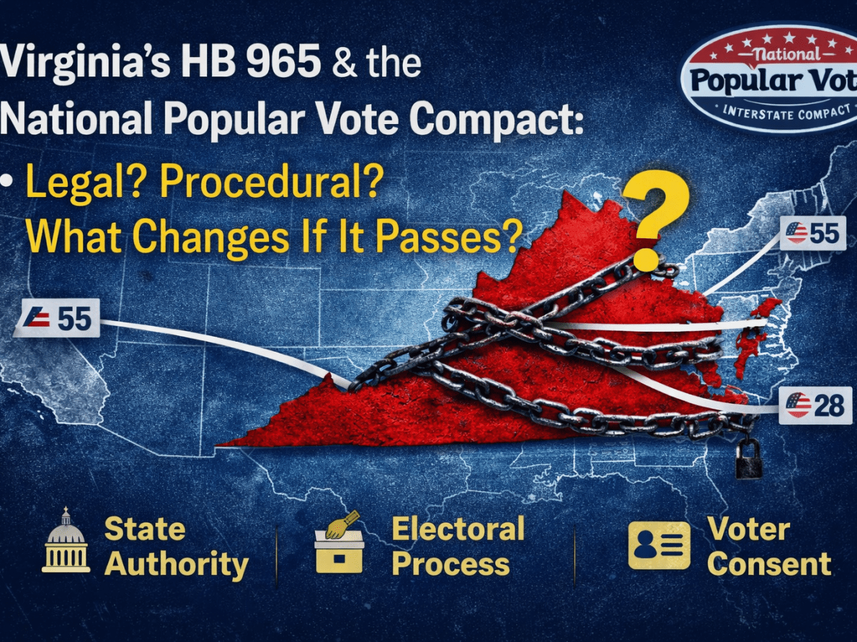 Virginia’s HB 965 and the National Popular Vote Compact: How It Works—and What Changes If It&nbsp;Passes