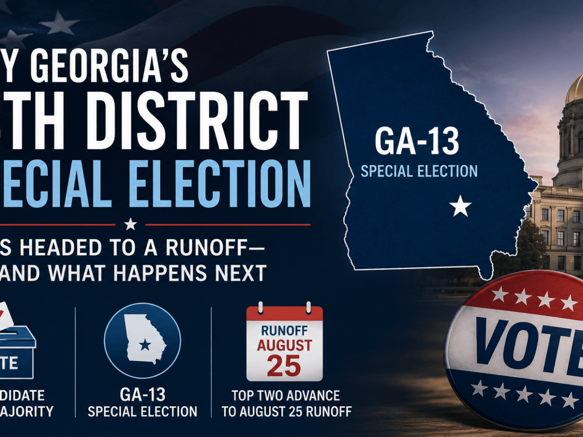 Why Georgia’s 13th District Special Election Is Headed to a Runoff — and What Happens&nbsp;Next