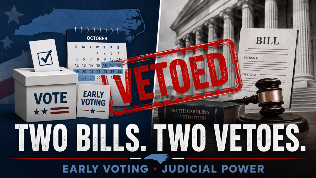 Stein Vetoes Bills Cutting Primary Early Voting, Expanding Chief Justice’s Power Over&nbsp;Judges