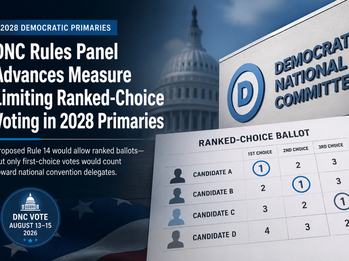 DNC Rules Panel Advances Measure Limiting Ranked-Choice Voting in 2028&nbsp;Primaries