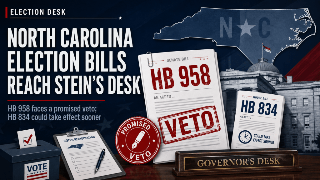 North Carolina Lawmakers Send Two Election Bills to Stein’s Desk; Governor Signals Veto of the Larger&nbsp;One